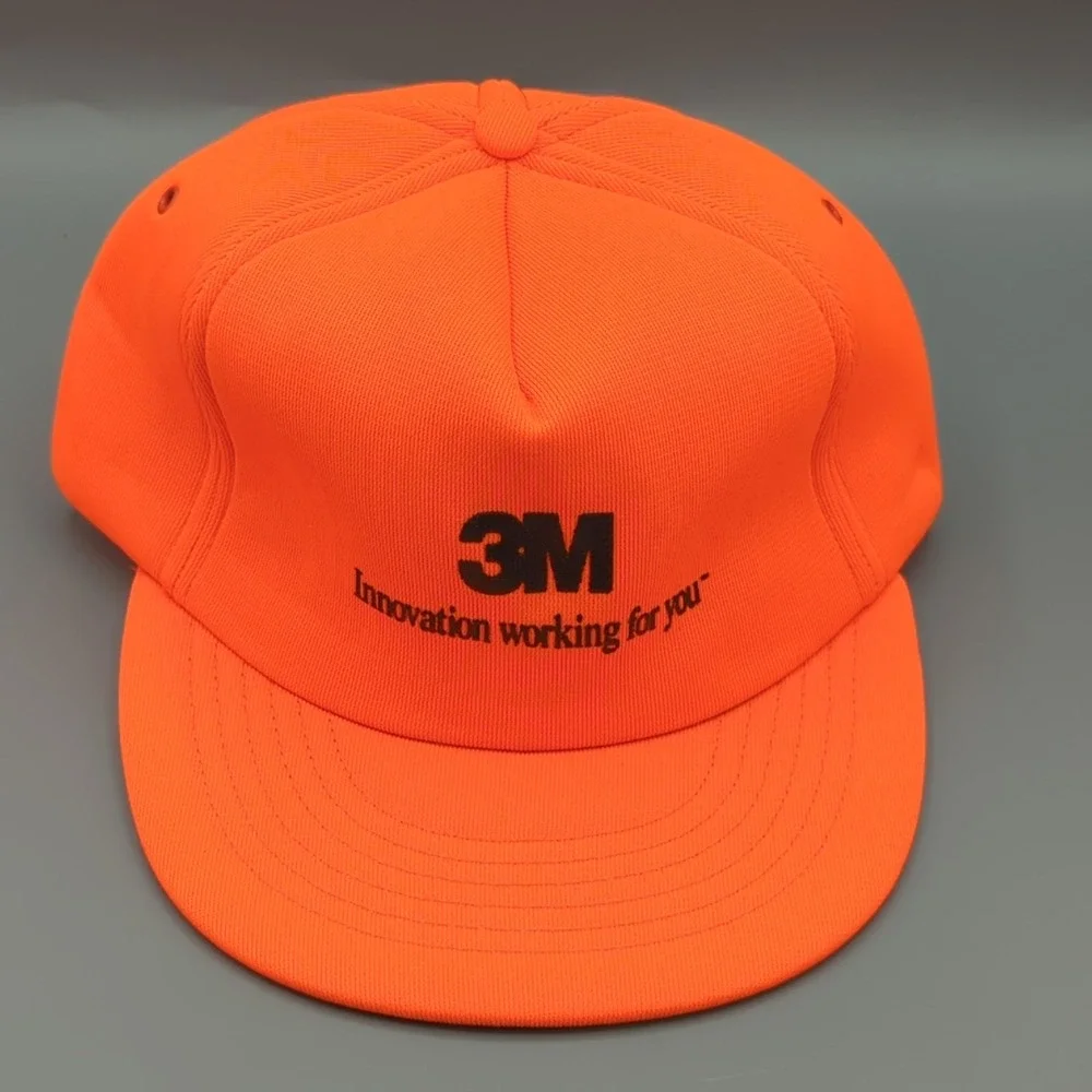 Vintage 3M Hat Orange Full Foam Snapback Cap America Made USA 90s Promo